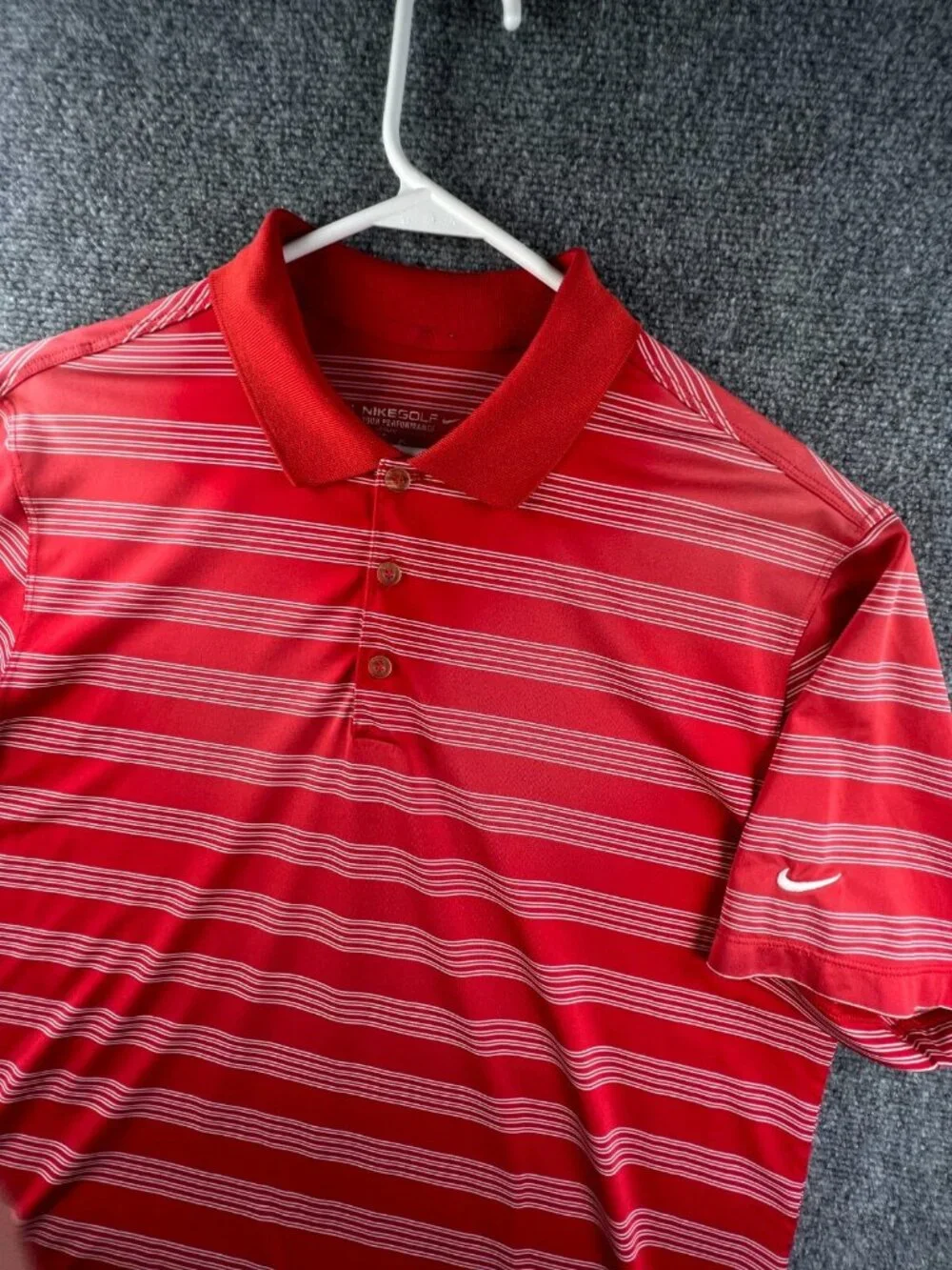 Nike Golf Men's Large Short Sleeve Orange Polo Shirt Striped Dri-fit Adult